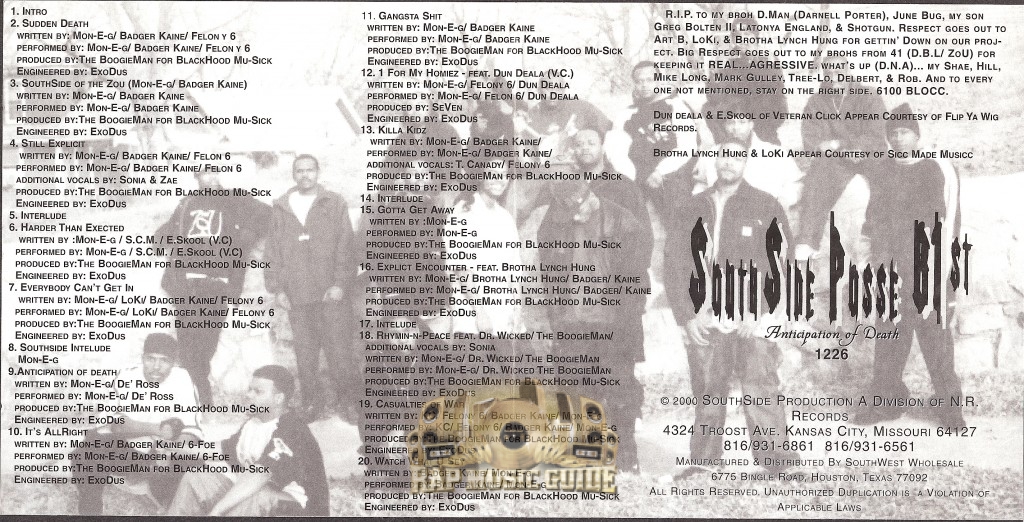 Southside Posse - Anticipation Of Death: CD | Rap Music Guide